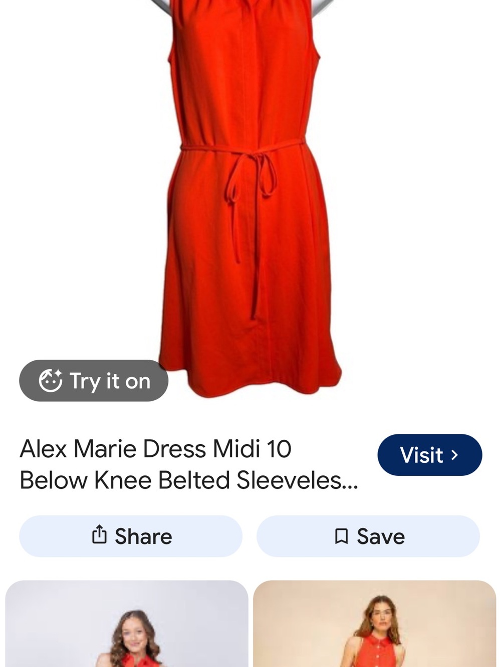 Alex Marie Sleeveless Tie-Waist Midi Dress in Bright Red